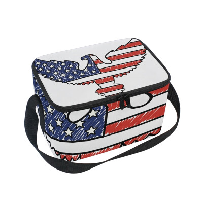 

ALAZA Insulated Lunch Box Eagle Sketch Lunch Bag for Men Women Portable Tote Bag Cooler Bag