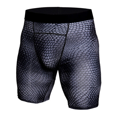 

Crocodile Grain Printing Quick Drying Elastic Gym Sports Running Tight Shorts Underwear for Men