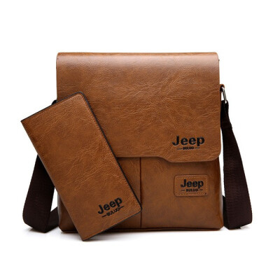 

JEEP BULUO Man Messenger Bag 2 Set Men Pu Leather Shoulder Bags Business Crossbody Casual Bag Famous Brand ZH15058068