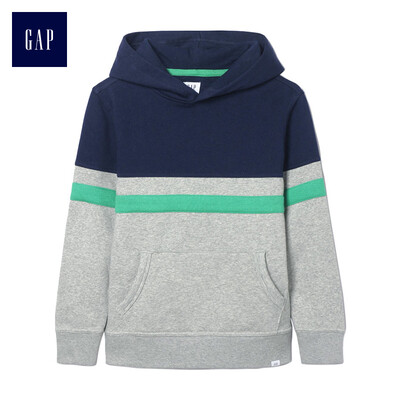 

GAP flagship store childrens clothing boy plus velvet hooded sweater in the big childrens color matching winter childrens clothing childrens hooded jacket 402575 gray 110CM XS