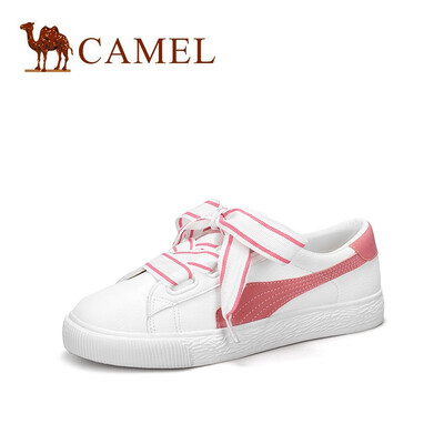 

Camel CAMEL ladies playful girl color matching two-color lace flat white shoes A91571603 white pink 35