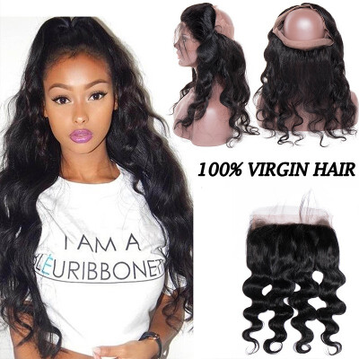 

Hair Brazilian Virgin Hair Body Wave Straight Bundles with 360 Lace Frontal Pre Plucked Closure Full Frontal Lace Natural Color