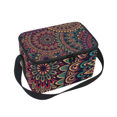 

ALAZA Insulated Lunch Box Vector Nature Pattern With Abstract Ornament Lunch Bag for Men Women Portable Tote Bag Cooler Bag