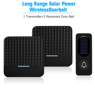 

300M1000ft Long Range Solar Power Wireless Waterproof Doorbell Light Control Sensor with 1 Transmitter2 Receivers 52 Melodies 4