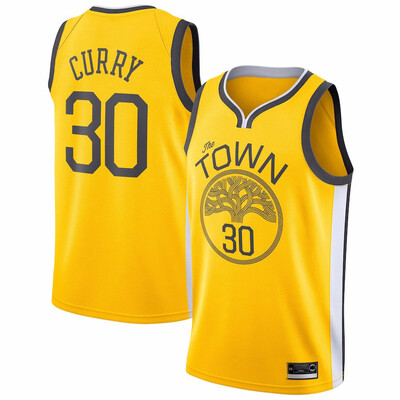 

2019 New Mens Golden State Warriors 30 Stephen Curry Blue Black Yellow White Basketball Jersey Size -XXL