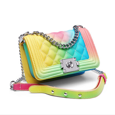 

TANGDE FASHION RAINBOW PU LEATHER SHOULDER BAG WOMAN HANDBAG