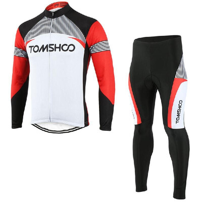 

TOMSHOO Spring Autumn Men Cycling Clothing Set Sportswear Road Mountain Bicycle Bike Outdoor Full Zip Long Sleeve Cycling Jersey