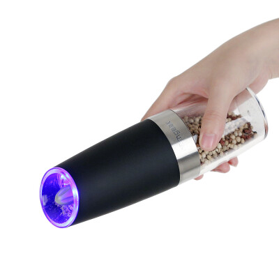 

Homgeek Portable Automatic Electric Gravity Pepper Grinder Blue LED Light Salt Mill Muller BPA Free Kitchen Seasoning Grinding Too