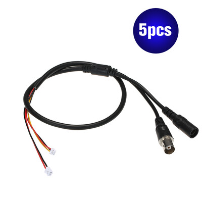 

5PCSLot 60cm 5 Pin Analog BNC Video Cable Power Lead Wire F Video & DC Jack Female Cord for Analog CCTV Camera PCB Board Black