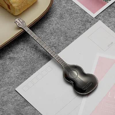 

Creative 304 Stainless Steel Spoon Musical Guitar Pattern Ice Cream Dessert Tea Coffee Party Small Gift Tableware