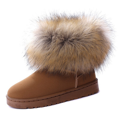 

2018 autumn&winter snow boots women fashion fox fur warm cotton short boots woman waterproof non-slip flat shoes woman