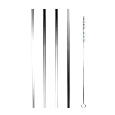 

105" Stainless Steel Straws Reusable Metal Straws 4 Straight Straws with a Cleaning Brush