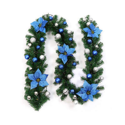 

UpperX 27M Decorated Garland Illuminated with Lights Xmas Decor Xmas Garland for Fireplace Stairs Baubles Flowers Xmas Tree Decor