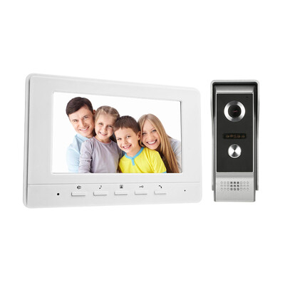 

7 inch TFT Wired Color Video Doorbell Indoor Monitor with IR-CUT Rainproof Outdoor Camera Visual Intercom Two-way Audio Remote Unl