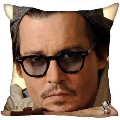 

Johnny Depp Pillow Cover Bedroom Home Office Decorative Pillowcase Square Zipper Pillow Cases Satin Fabric No Fade