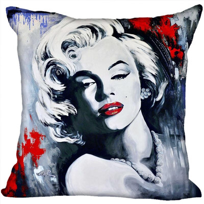 

Marilyn Monroe Pillow Cover Bedroom Home Office Decorative Pillowcase Square Zipper Pillow Cases Satin Fabric No Fade