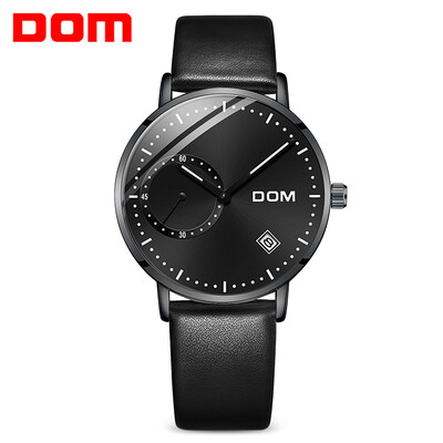 

DOM  - 302BK - 7M Fashionable Leather Strap Men Waterproof Quartz Watch