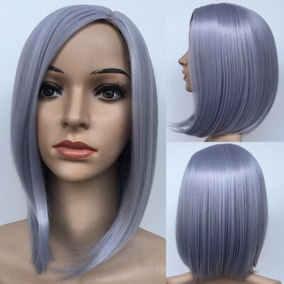 

Wholesale Women Fashion Wigs Grey Bob Wigs Straight Short Cut Style Synthetic Hair Wig for Any Skin Color