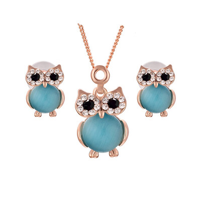 

Yoursfs Trendy Gold Color Lovely Owl Jewelry Sets Fashion Rhinestone Crystal Jewelry Statement For Women Girl Necklace And Earring