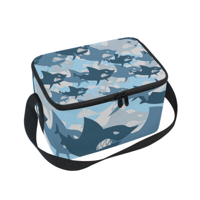 

ALAZA Lunch Box Insulated Shark Military Lunch Bag Large Cooler Tote Bagfor Men Women