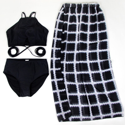 

18 years new split small fragrance dress small chest bikini three-piece hot spring bathing suit female