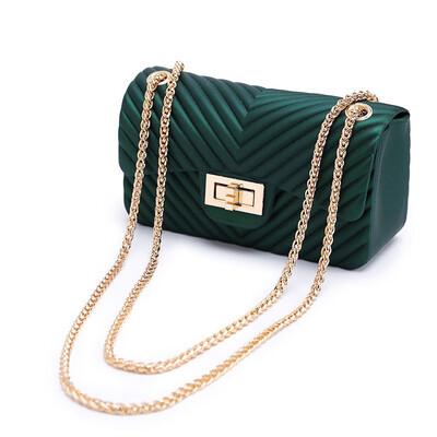 

New Pattern Fashion Frosted V Pattern Jelly Bag PVC Style Womens Satchel Stripe Bag