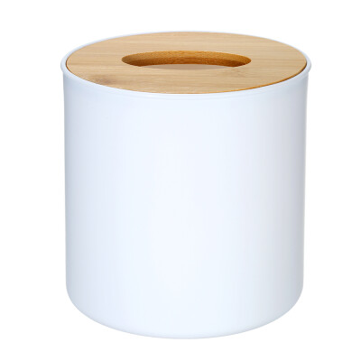 

Modern Tissue Box Napkin Case Tissues Paper Roll Holder with Natural Bamboo Cover Plate Round