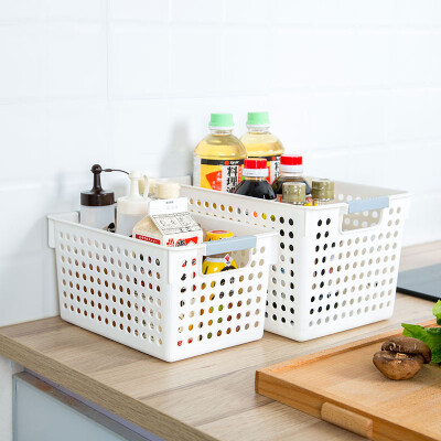 

And crafts Worldlife hollow storage basket plastic finishing storage basket large  number 4 Pack toy storage basket office rack basket Japanese style Bai Na basket white WJ0-18168