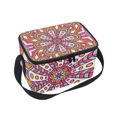 

ALAZA Insulated Lunch Box Vintage Flower Printed Lunch Bag for Men Women Portable Tote Bag Cooler Bag