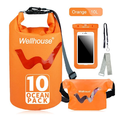 

Set of 3 Waterproof Dry Bag Waist Pack&Phone Case Outdoor Travel Beach Storage Bags for Kayking Rafting Boating