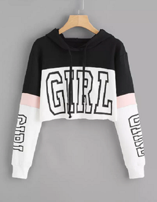 

Sweatshirt Women Streetwear Letter Crop Top Hoodie 2018 Autumn