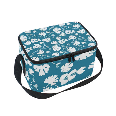 

ALAZA Lunch Box Insulated Blue Floral Lunch Bag Large Cooler Tote Bag for Men Women