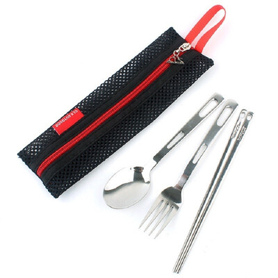 

Stainless Steel Tableware with Chopsticks Spoon Fork 3pcs