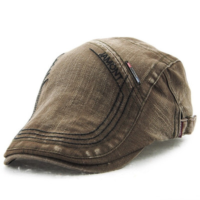 

Jamont Retro Cotton Newsboy Caps For Men Letters Embroidery Beret Hats British Style Duckbill Visor Male Boina Gorras Planas
