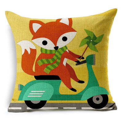 

Christmas Nordic Pillowcase lovely animal fox Decorative Cotton Linen Throw Pillow cover Cojines almofada