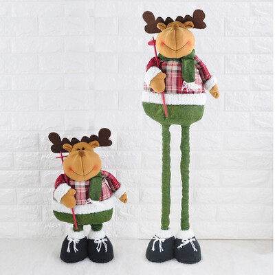 

Many beautiful recall Christmas decorations Christmas tree package decorations large telescopic Christmas doll figurine ornaments children Christmas gifts elk holding chopsticks