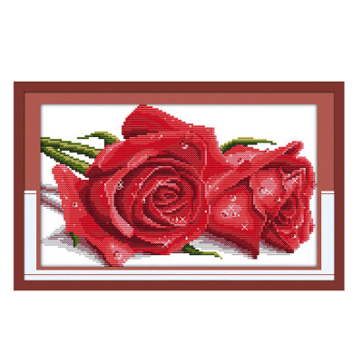 

DIY Handmade Needlework Counted Cross Stitch Set Embroidery Kit 14CT Beautiful Roses Pattern Cross-Stitching 36 25cm Home Decora