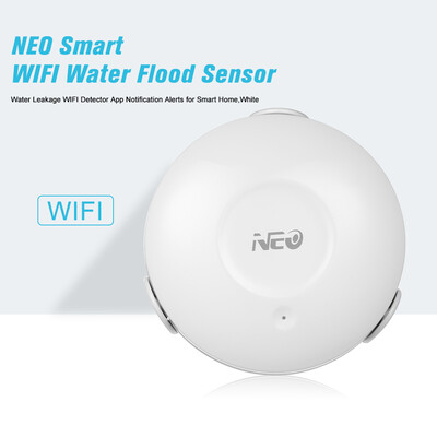 

NEO Smart WIFI Water Flood Sensor Water Leakage WIFI Detector App Notification Alerts for Smart HomeWhite