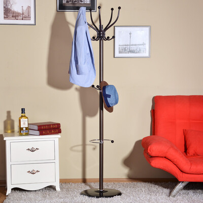 

Three strong floor coat rack bedroom office hanger vertical simple clothes rack Y-239 black walnut