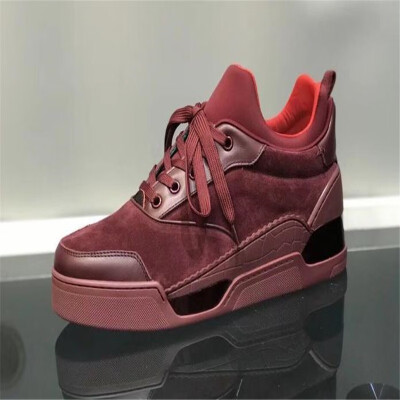 

2018 Original Box Red Bottom Men Sneakers Aurelien Flat Lovers Genuine Leather High Top Casual Flats Red Bottom Luxury Shoes