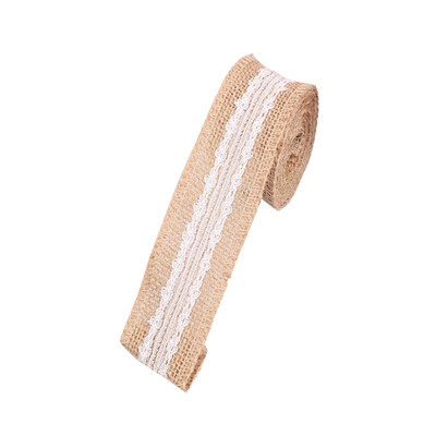 

2m 50mm Width DIY Handmade Lace Linen Roll Natural Burlap Rolls for Wedding Present Gift Home Decoration Crafts Lace Linen