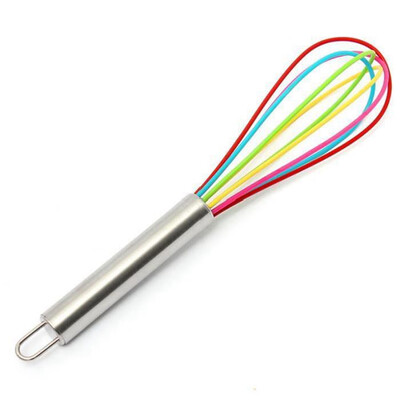 

12 Inch Color Stainless Steel Handle Silicone Egg Beater Whisk Mixer