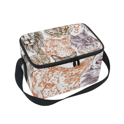 

ALAZA Lunch Box Cat And Tigers Insulated Lunch Bag Large Cooler Tote Bagfor Men Women