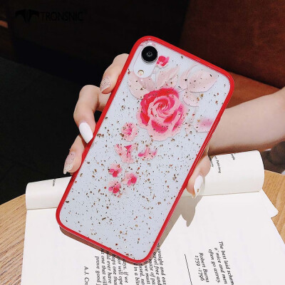 

Tronsnic Glitter Phone Case for iPhone XR Strawberry Gold Foil Case Love Rose Flower Zebra Red Luxury