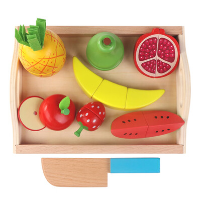 

9Pcs Cutting Fruit & Vegetables Set Wooden Magnetic Play Pretend Kitchen Food Toy Educational Playset with Cutting board Desert Se