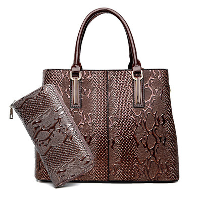 

New Pattern Solid Color Womens Handbag PU Leather Square Shape Alligator Soft Handle Womens shoulder bag