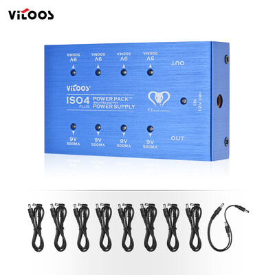 

VITOOS ISO4PLUS Compact Guitar Effects Power Supply Power Pack Station 8 Isolated DC 9V Outputs Max 500mA with Short Circuit Prot