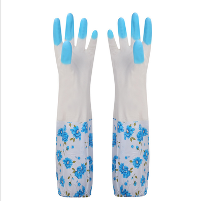

Beam mouth new clean waterproof non-slip dishwashing rubber laundry plus long thickening plus velvet warm latex household gloves