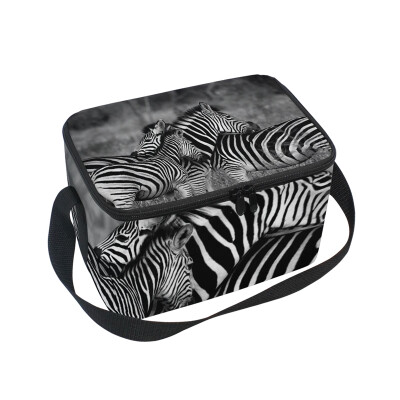 

ALAZA Lunch Box Insulated Lunch Bag Large Cooler Black Zebra Tote Bag