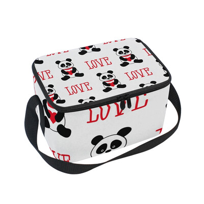 

ALAZA Insulated Lunch Box Love Panda Lunch Bag for Men Women Portable Tote Bag Cooler Bag